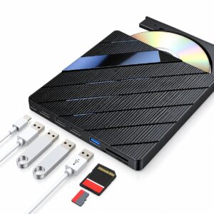 Външно DVD устройство + 4-портово USB-разклонител с четец за SD карти и USB-C порт